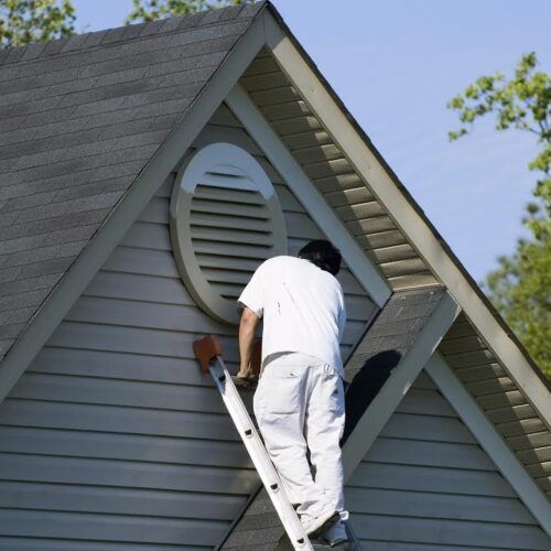 Exterior trim and gable painting on a Boise, ID home
